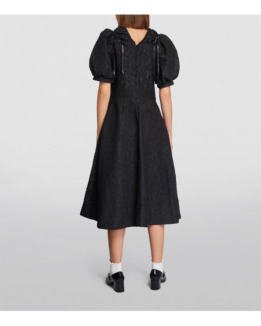 Simone Rocha Black Puff-sleeve Signature Midi Dress
