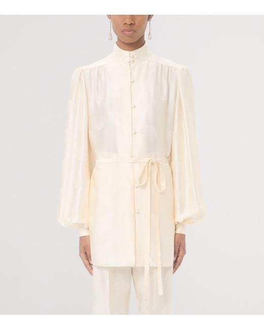 Valentino White Silk Tie Shirt