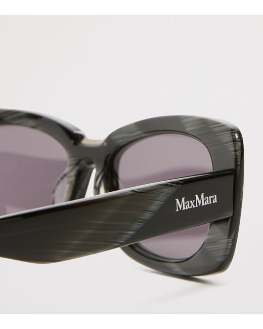 Max Mara Gray Acetate Rectangular Sunglasses