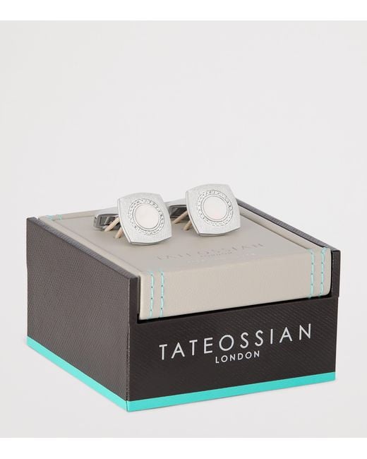 Tateossian White Sterling And Sapphire Graffiato Cufflinks for men