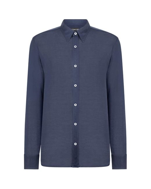 Tom Ford Blue Silk Shirt for men