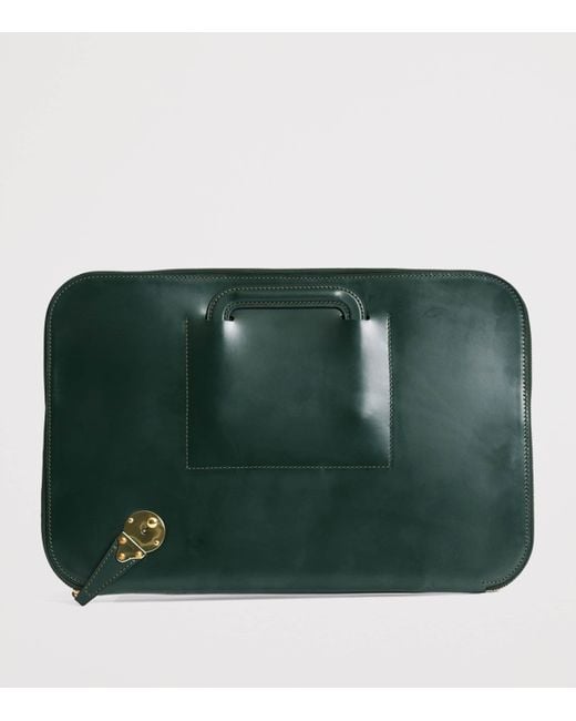 Swaine Green Leather Salisbury Briefcase for men