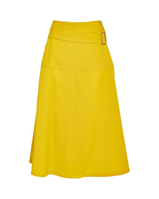 Jil Sander Virgin Wool Midi Skirt in Yellow | Lyst