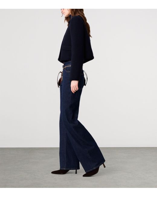 Maje Blue Tweed Cropped Jacket