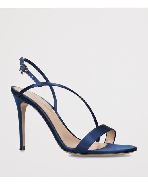 Gianvito Rossi Blue Satin Manhattan Heeled Sandals 95