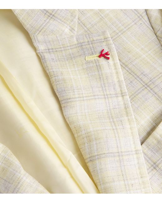 Isaia White Wool-Silk-Linen Capri Blazer for men
