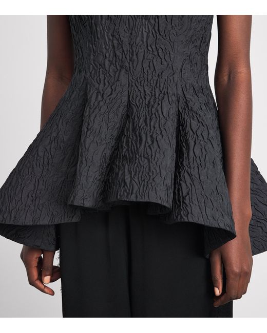 Roksanda Black Cloqué Peplum Axo Top