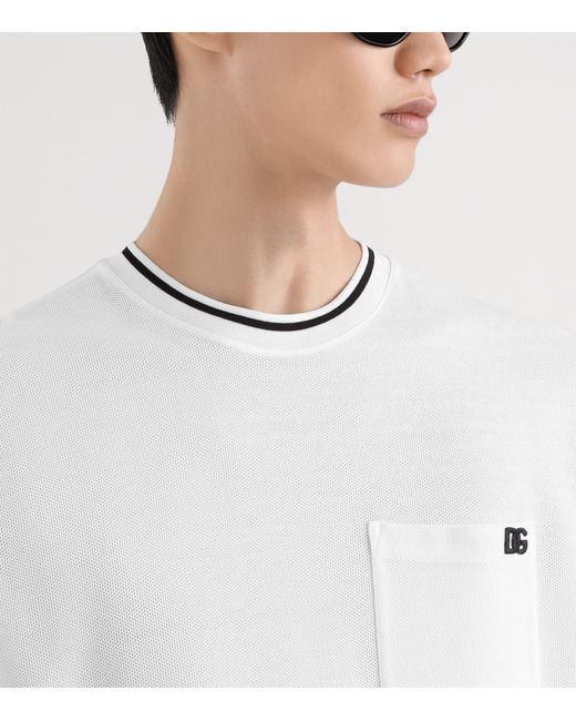 Dolce & Gabbana White Cotton Piqué T-Shirt for men