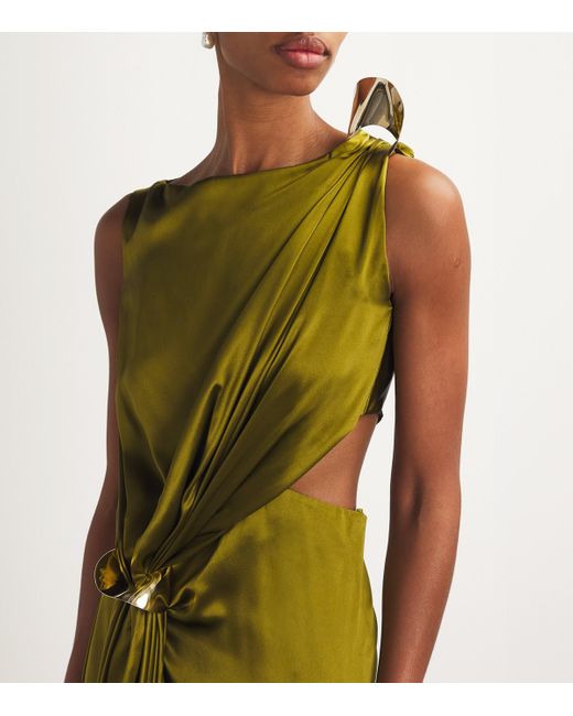 Roksanda Green Silk Satin Draped Maxi Dress