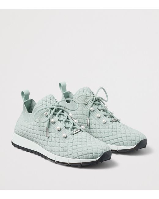 Jimmy Choo Green Veles Knitted Sneakers