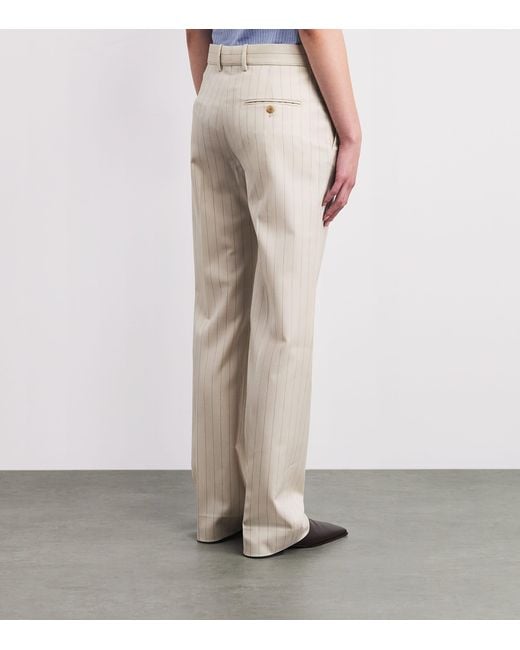 Acne Natural Wool Pinstripe Straight Trousers