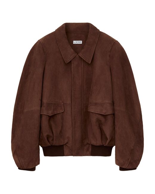 Loewe Brown Leather-Blend Bomber Jacket