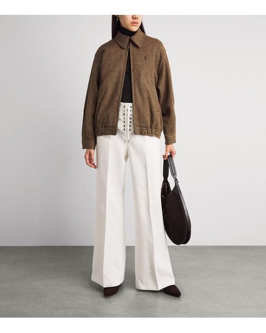 Polo Ralph Lauren White Cotton-Wool Beaton Lace-Up Trousers