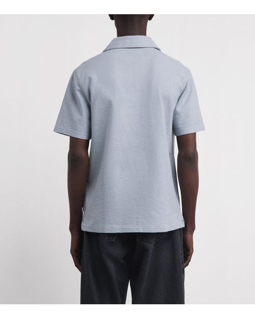 Wax London Blue Organic Cotton Atwood Polo Shirt for men