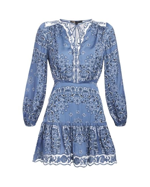 Maje Paisley Print Mini Dress in Blue | Lyst Maje Paisley Print Mini Dress in Blue | Lyst