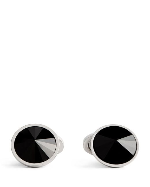 Babette Wasserman Black Rhodium-Plated Embellished Galileo Cufflinks for men