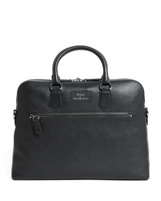 Polo Ralph Lauren Black Pebbled Leather Briefcase for men