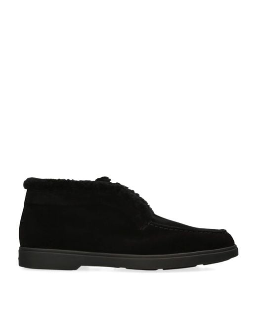 Santoni Black Suede Fortune Ankle Boots
