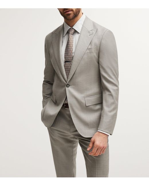 Boss Gray Virgin Wool Slim 2-Piece Suit for men