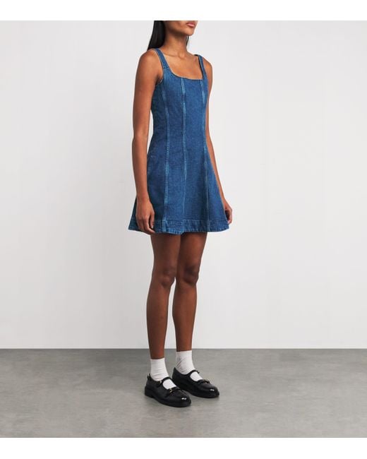 Maje Blue Denim Flared Mini Dress