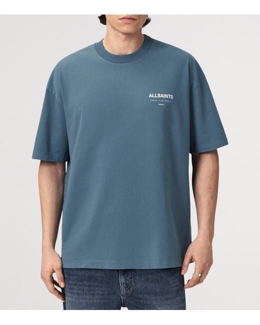 AllSaints Blue Organic Cotton Underground T-Shirt for men