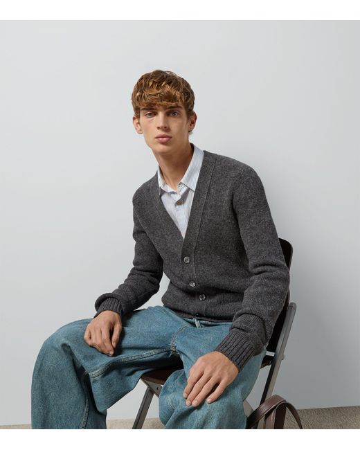 Gucci Gray Wool Cardigan With Embroidery for men