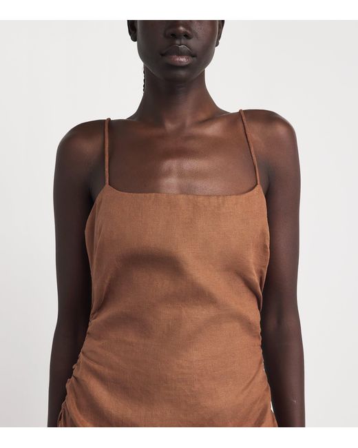 Sir Brown Linen Tommy Midi Dress