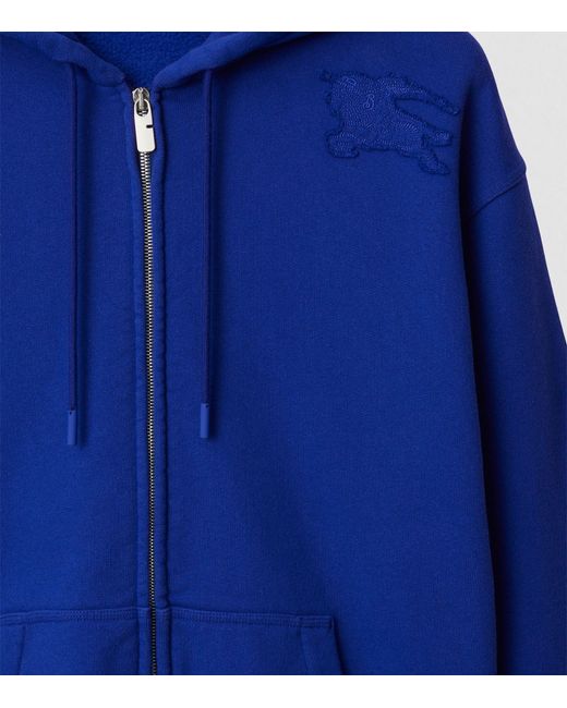 Burberry Blue Cotton Ekd Zip-up Hoodie for men
