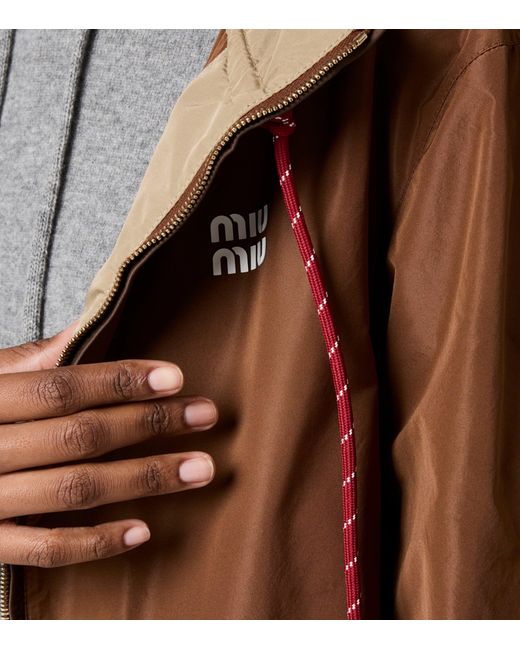 Miu Miu Brown Technical Fabric Hooded Jacket