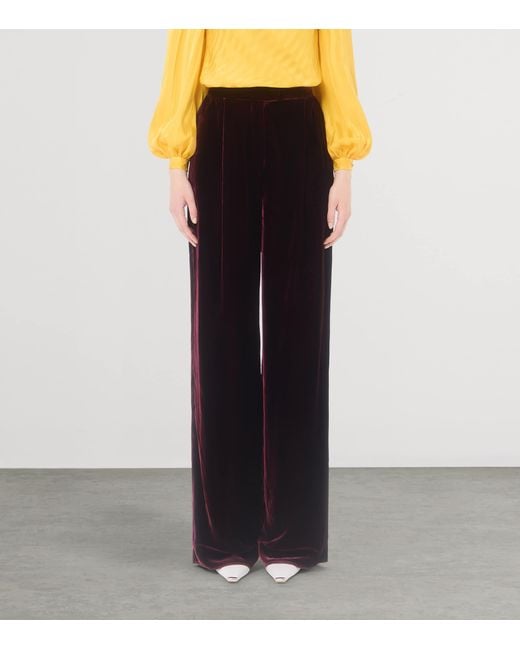 Valentino Purple Velvet Wide-Leg Trousers