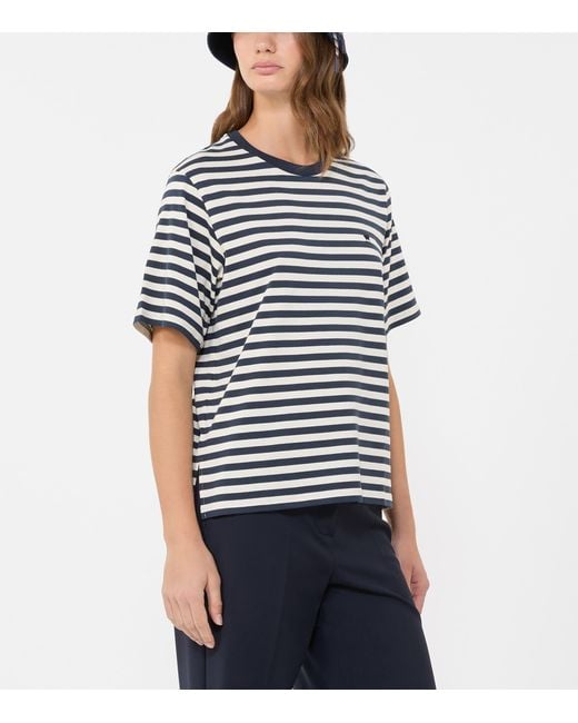 Weekend by Maxmara Blue Cotton Stripe T-Shirt