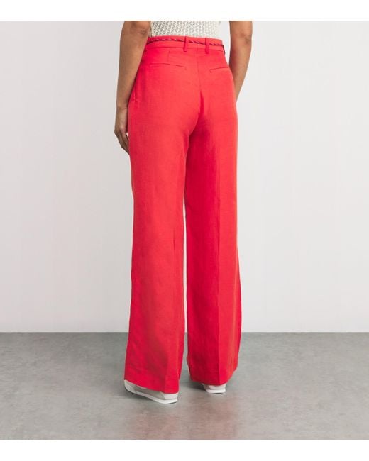 Sandro Red Drawstring Wide-Leg Trousers