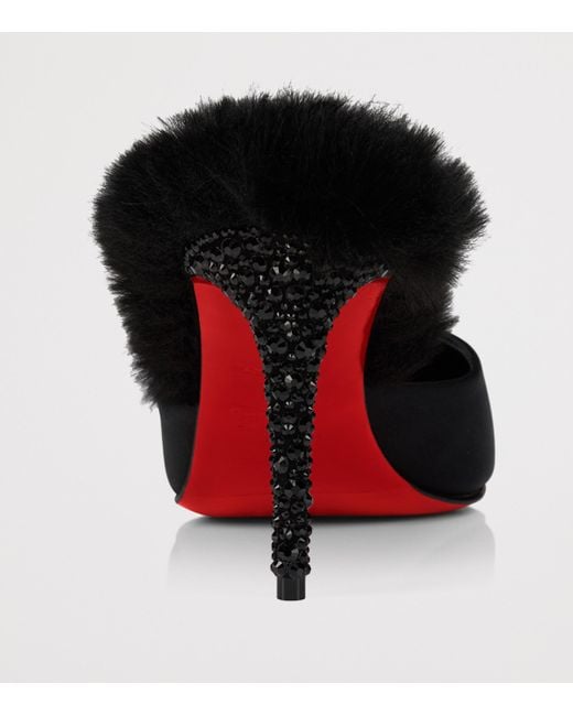 Christian Louboutin Black Km Fur Strass Mules 85
