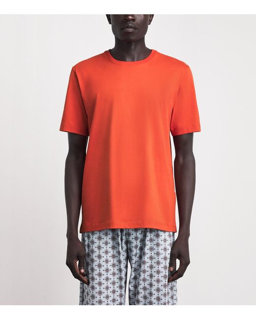 Hanro Orange Cotton Night & Day T-Shirt for men