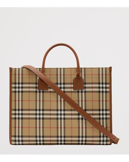 Burberry Brown Medium Check Freya Tote Bag