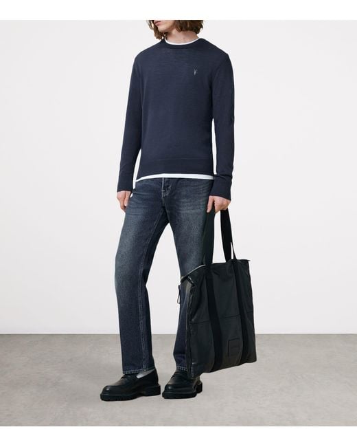 AllSaints Blue Wool Mode Sweater for men