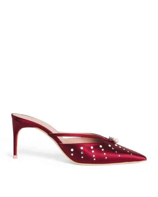 Malone Souliers Red Satin Embellished Marisa Heeled Mules 70