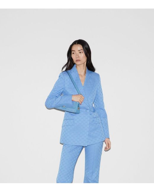 Gucci Blue Cotton Gg Canvas Blazer