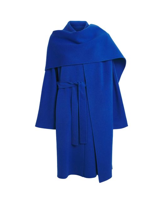 Lafayette 148 New York Blue Wool-Cashmere Detachable Cape Coat