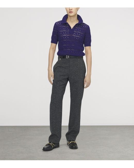 McQueen Gray Wool Metallic-Pinstripe Trousers for men