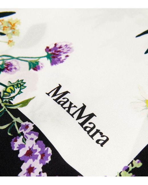 Max Mara Green Silk Floral Print Scarf