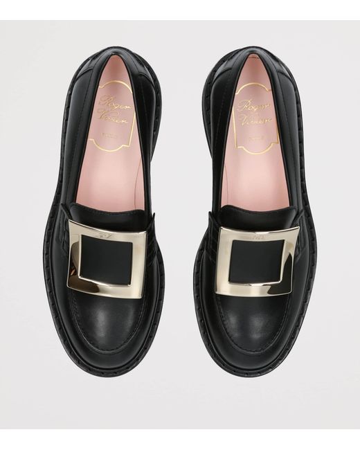 Roger Vivier Black Leather Viv' Rangers Loafers