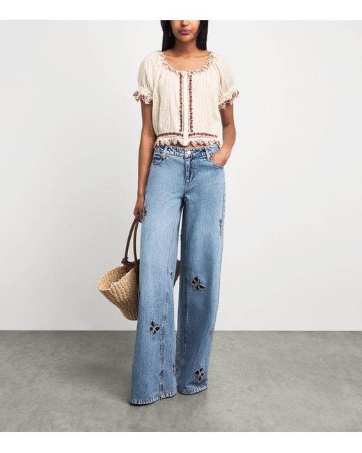 Alice + Olivia White Cotton Mclaine Blouse