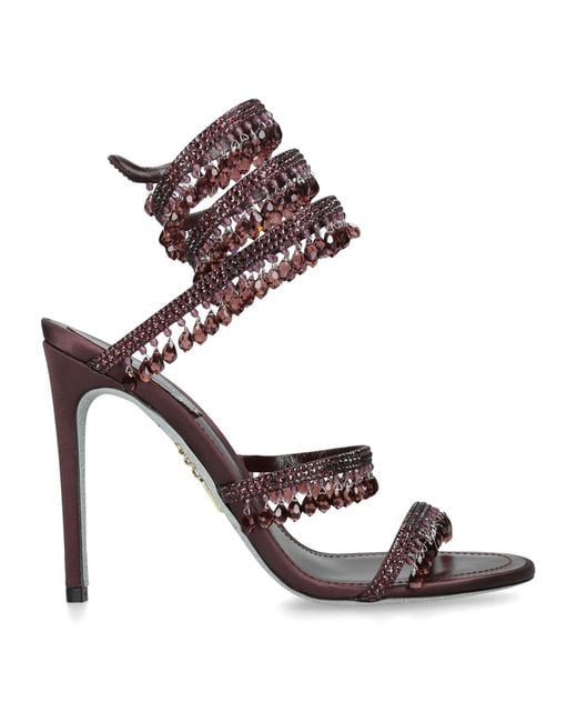 Rene Caovilla Red Jewelled Leather Chandelier Sandals 105