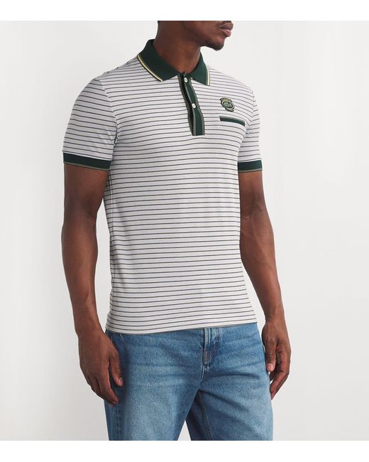 Lacoste Gray Cotton Striped Polo Shirt for men