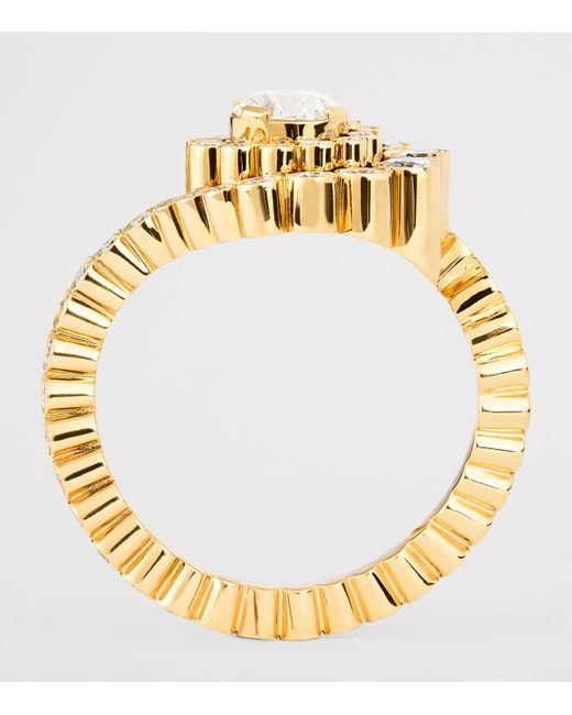 Sophie Bille Brahe Metallic And Diamond Plateau Ring