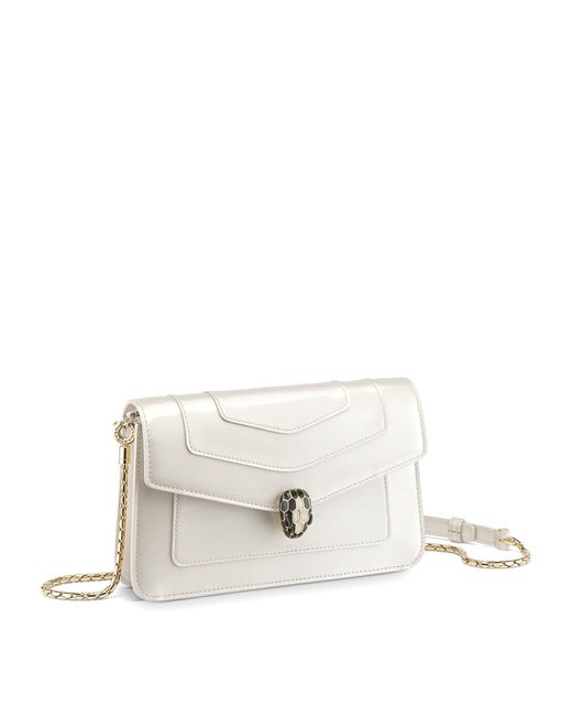 BVLGARI White Leather Serpenti Forever Chain Wallet
