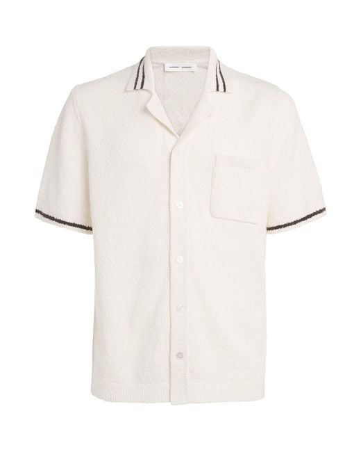 Samsøe & Samsøe White Bouclé Sapedro Short-Sleeve Shirt for men