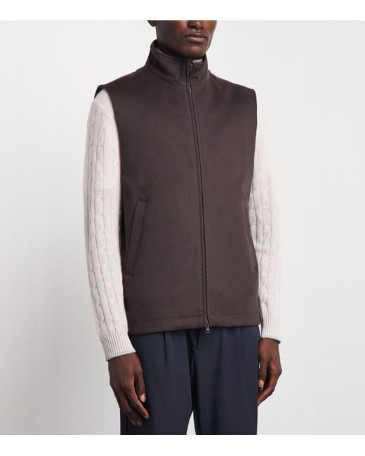 Herno Brown Wool-Cashmere Gilet for men