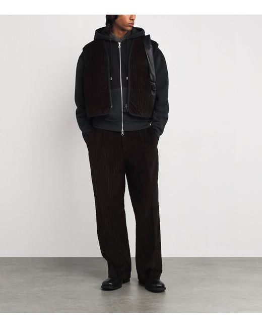 Our Legacy Black Corduroy Top Vest Zip-Up Gilet for men